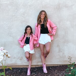 Mommy and me outfits, mommy and me, pink blazer, coquette style, mother daughter, mommy and me outfits for Mothers day, matching outfits image 7