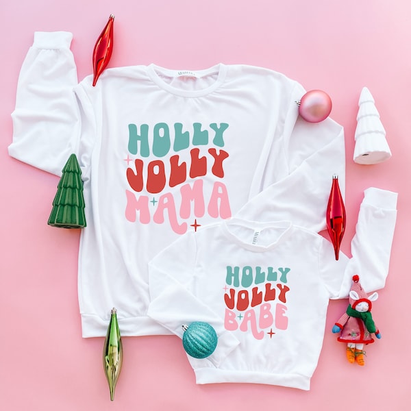 mommy and me Christmas sweaters, Mama and mini sweatshirts, mama sweatshirt, Mommy and Me Holiday Sweatshirts, matching shirts, holly jolly