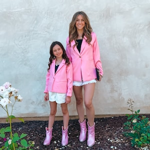 Mommy and me outfits, mommy and me, pink blazer, coquette style, mother daughter, mommy and me outfits for Mothers day, matching outfits image 8