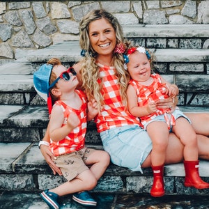 Fourth of july matching shirts, gingham shirt, 4th of july shirt, fourth of july shirt, mommy and me son, mommy and me,matching shirts image 1