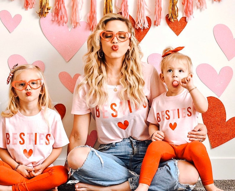 PRETTY BESTIES, mommy and me, matching shirts, mother daughter shirts, matching outfits, valentines day shirt, valentines day kid gifts 