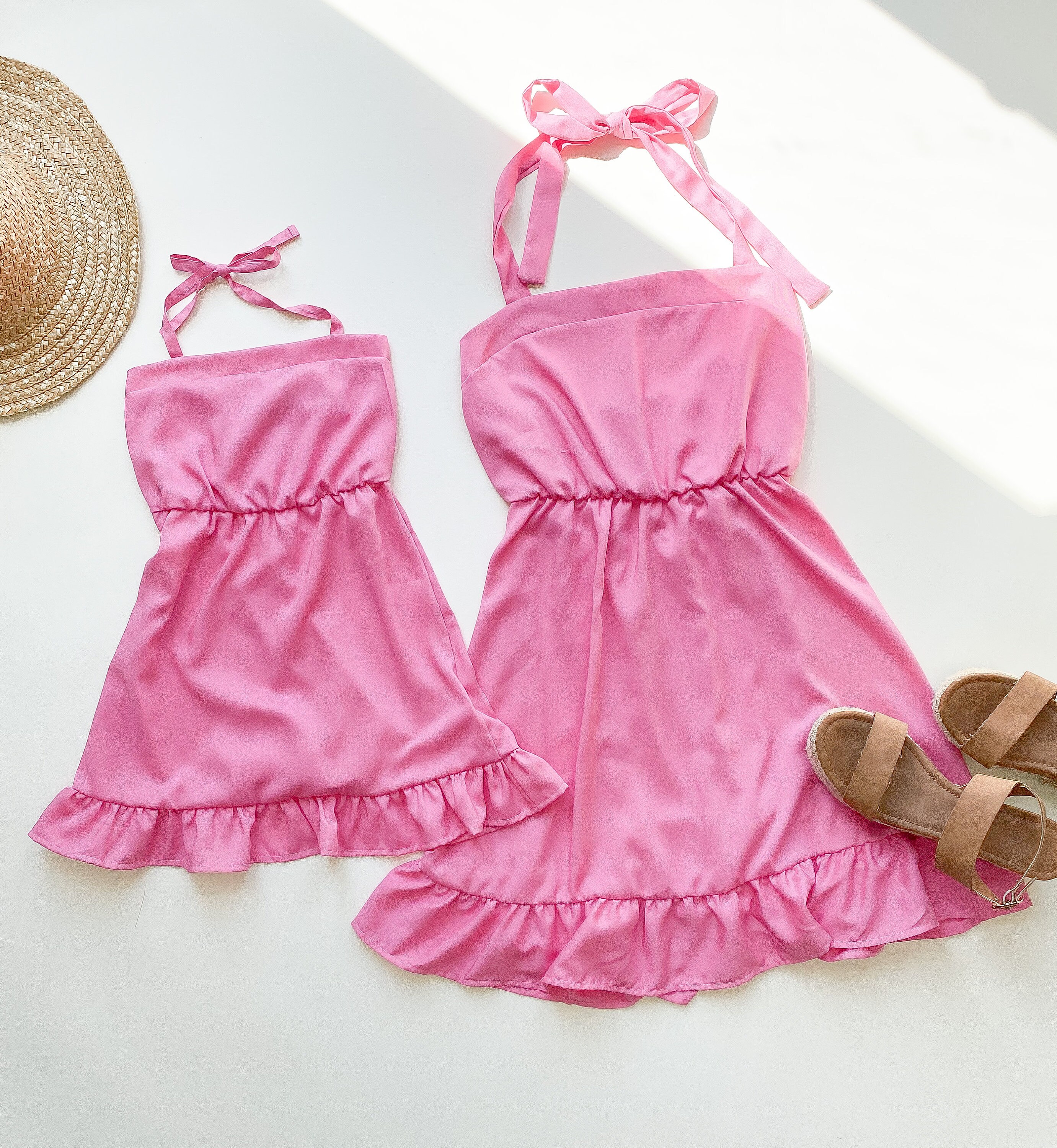 Cherry Pink Matching Dresses Mommy and Me Matching Outfits | Etsy