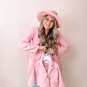 Womens Blazer, Office Wear for Women, Mother and daughter, Matching Blazer, Light pink Blazer, Wedding Blazer, Linen Blazer with Pockets