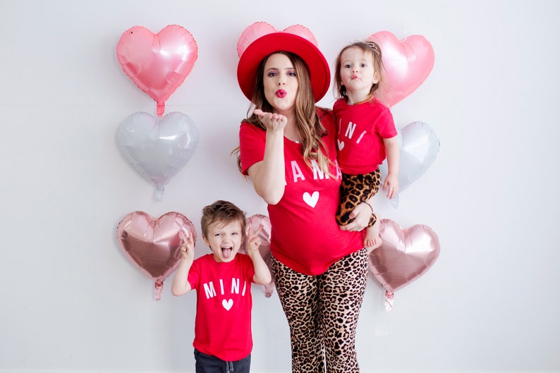 Red Mama & mini , mommy and me valentines day shirts, mommy and me valentine outfits, valentine shirts, valentine gift for her, valentines image 1