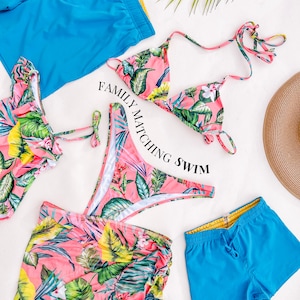 Corals Family Matching Swimwear, Mommy and me swimwear, swimsuit, daddy and me swim, family matching outfits, family vacation outfits