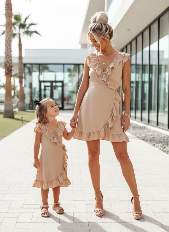 mommy and me casual dresses Mommy and Me Matching Dress Outfits Floral Printed Ruffled Smocked Dresses Summer Casual Beach Sundress (Baby Romper, 3 Months, Pink-Floral) at Amazon Women's Clothing store