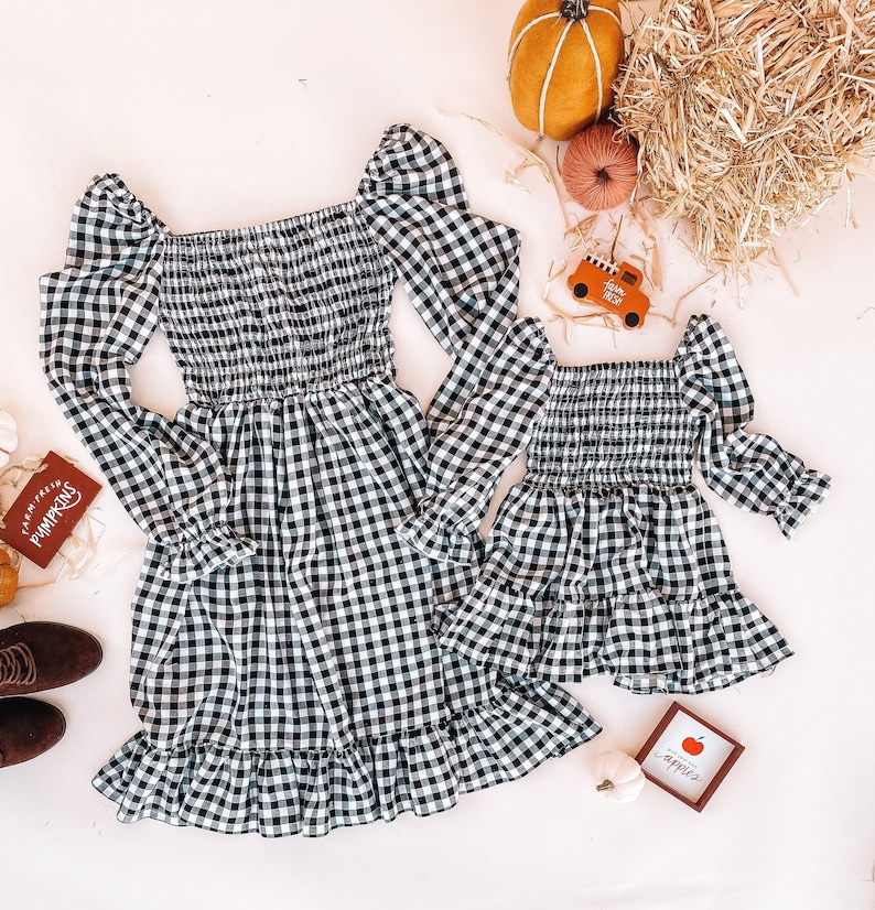 BETTY'S matching dresses | mommy and me matching outfits | mommy and me outfits | matching outfits | checkered dress | black and white 
