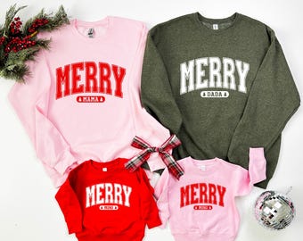 Felpe Merry Family / Abiti natalizi coordinati per mamma e bambini / Maglioni caldi per le feste in famiglia / Abiti natalizi per mamma, papà e bambini / Natale