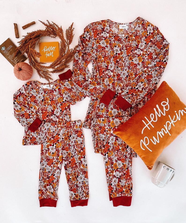 MADELINE Fall Pajamas pumpkin Spice Matching Pajamas - Etsy