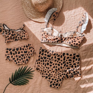 Leopard Mama und ich Bikini, Mama und ich Bademode, Badeanzug, Mama und ich schwimmen, Mutter Tochter Badeanzüge, passende Outfits Bild 4