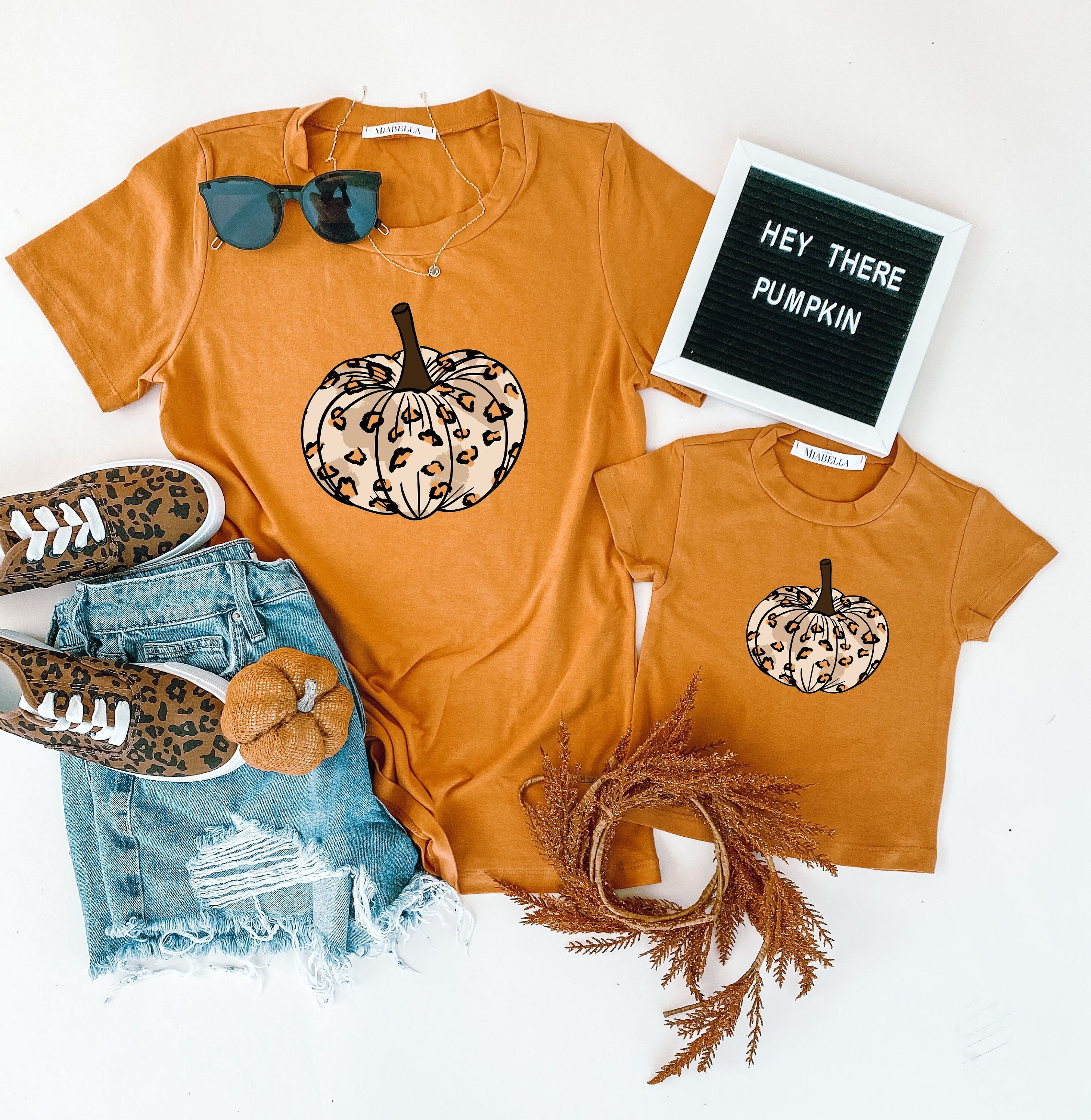 LEOPARD PUMPKIN Mama and Mini Shirts 