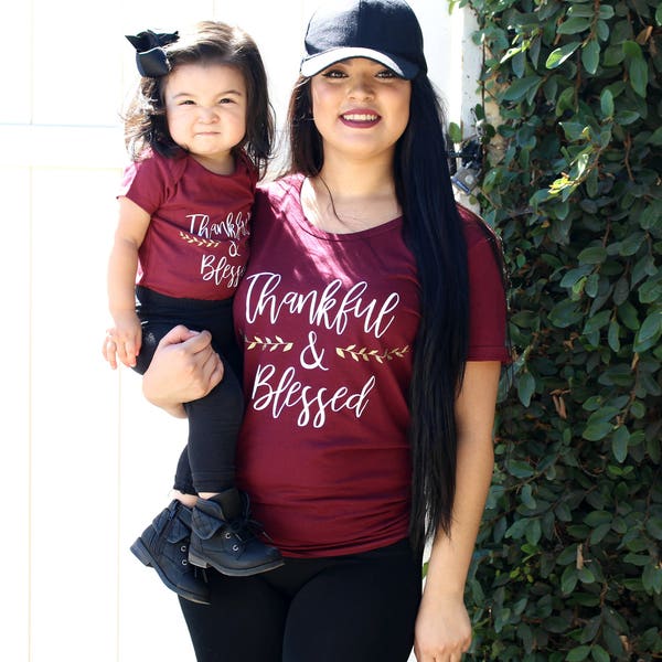 fall shirts, thankful and blessed shirts, thanksgiving shirts, mommy and me, matching shirts, mommy and son, mommy and baby,matching outfits