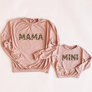 Tan Mama & mini sweatshirt | mama and mini sweatshirt leopard | mama and mini sweatshirt set ||mommy and me |  matching outfits | v day