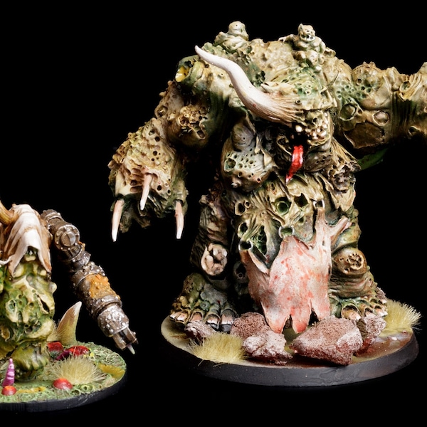 Warhammer 40k Chaos Space Marines Nurgle Daemon Prince and Herald - PRO-PAINTED Extra-FINE