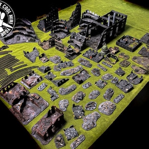 Uma cidade em ruínas durante a Segunda Guerra Mundial, para o jogo Flames of War - Wargaming Miniature - - artesanato profissional de alta qualidade