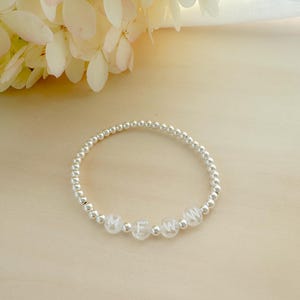Silver name bracelet, sterling silver beaded bracelet
