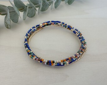 Woodland Stack, fall seed bead bracelet stack