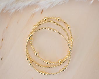 Annapolitan Stack, gold bracelet stack, gold bracelet set, beaded bracelet stack