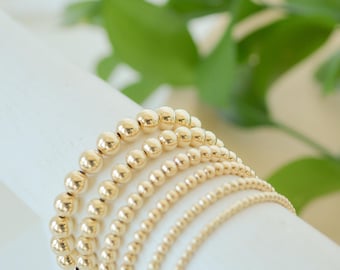 Gold beaded bracelet, gold stacking bracelet, tarnish resistant bracelet, gold bead bracelet