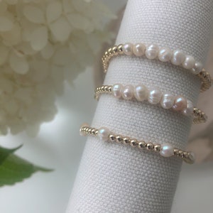 Pearl and gold bracelet, 14k gold beaded jewelry, pearl beaded bracalet