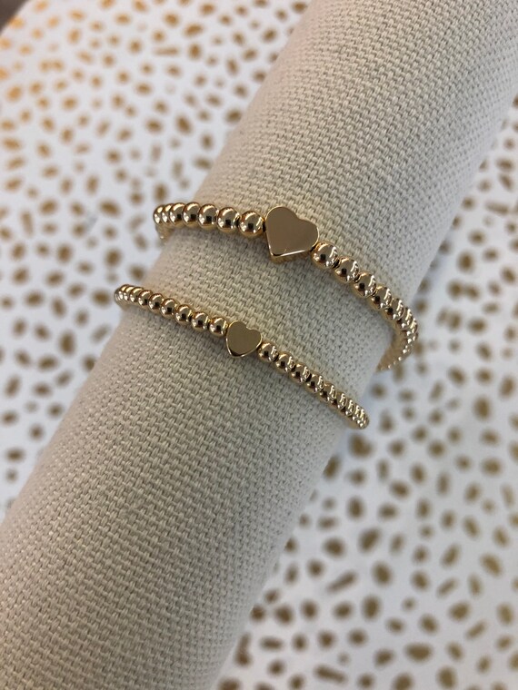 Gold Beaded Heart Bracelet Heart Bracelet Heart Beaded Etsy