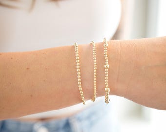 Naples Stack, gold bracelet stack, gold bracelet set, beaded bracelet stack