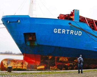 Belgium Photography, Antwerp Print, Scheldt River, Fine Art Prints, Colorful Art, Photos for Framing, Ship, Raining, Study Decor - Gertrud