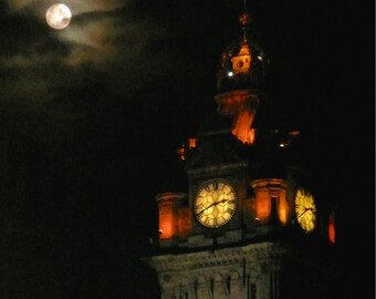 Full Moon Over Balmoral Hotel, Edinburgh, Scotland, Award Winning Photography, Iconic Landmark, Night Photography, Powerful - The Balmoral