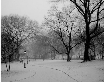 Snowy Central Park Print, New York City Photography, Black and White, NYC, B&W Photography, Landscape Photography - Snowy Central Park