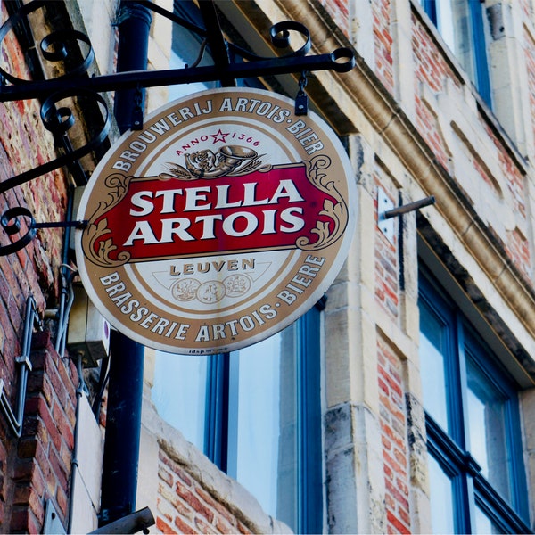 Stella Artois Fine Art Print / Belgium Photography / Bar Decor / Europe Wall Art / Large Wall Art / Beer Art / Gift for Him / Beer Sign Art