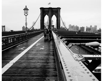 Brooklyn Bridge Print, Large Black & White Wall Art, Travel Photography, New York Gifts, 4x6, 8x12, 12x18, 16x24, NYC - Brooklyn Bridge