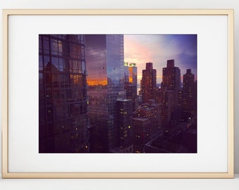 Iconic Manhattan Print, Upper West Side, NYC Sunset, Fine Art Print, Travel Photography, View, 16x16, 16x20, 16x24, - "Manhattan Sunset"