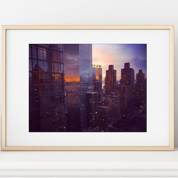Iconic Manhattan Print, Upper West Side, NYC Sunset, Fine Art Print, Travel Photography, View, 16x16, 16x20, 16x24, - "Manhattan Sunset"