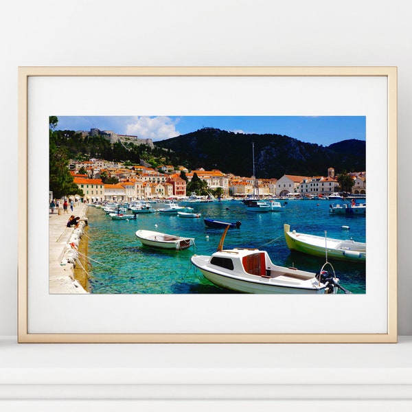 Croatia Fine Art Print / Hvar Harbor Photography / Dalmatian Coast Travel Photography / Colorful Wall Art / Gift for Her / Housewarming Gift