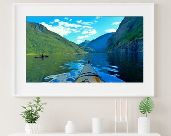 Norway Kayak Fine Art Print / Norwegian Fjord Photograph / Large Wall Art / European Travel Photography / Gift for Her / Gift for Him