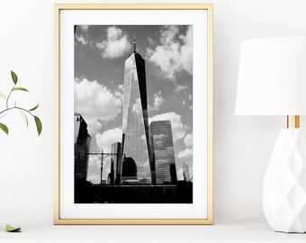 One World Trade Center, NYC Print, Historical Landmark Photography, New York City, Black and White Decor, Hanging Wall Art - Freedom Tower