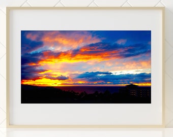 Maui Sunset Print, Grand Wailea, Hawaii Photography, Fine Art Print, Colorful Sunset, Pacific Ocean, Hawaiian Island  - Wailea Sunset