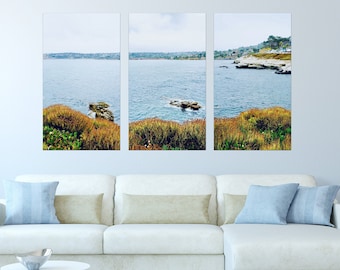 La Jolla Coast Canvas Wrapped Wall Art Set, San Diego Triptych, Large Hanging Wall Art, California Photography, Beach, Ocean, Print Sets