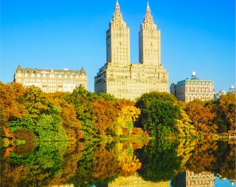 Central Park Print, New York Photography, NYC Autumn, Wall Art, New York City Skyline, Art Forever Moore - San Remo Towers from Central Park