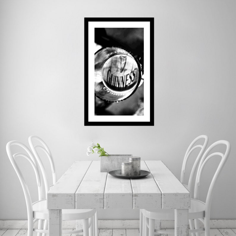 Beer Photography, Bar Artwork, Gifts for Him, B&W Photography, Guinness image 2