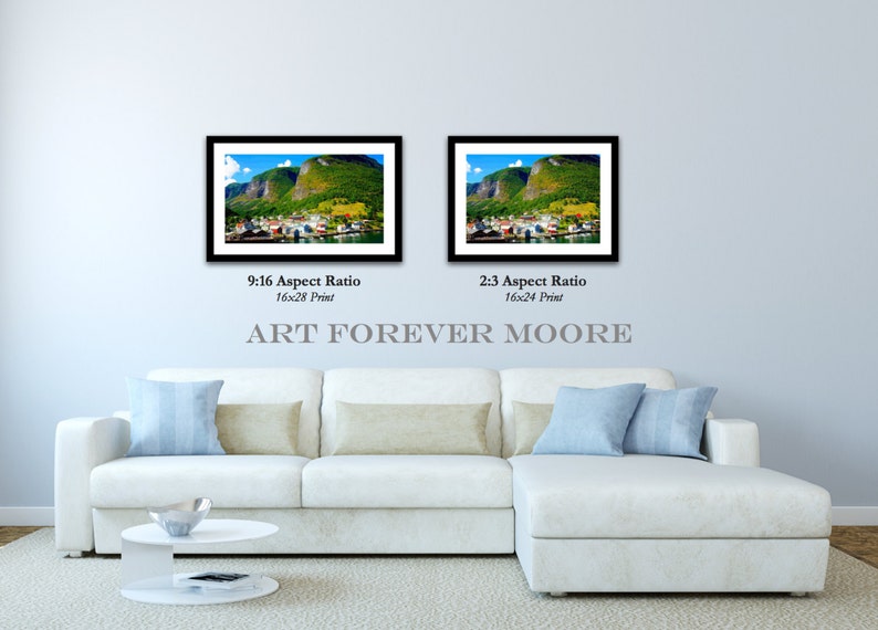 Travel Photography, Norway Print, Fjord, Fine Art, Nature Photography, Aurlandsfjord, Large Wall Art, Small Village, Mountains Undredal image 3