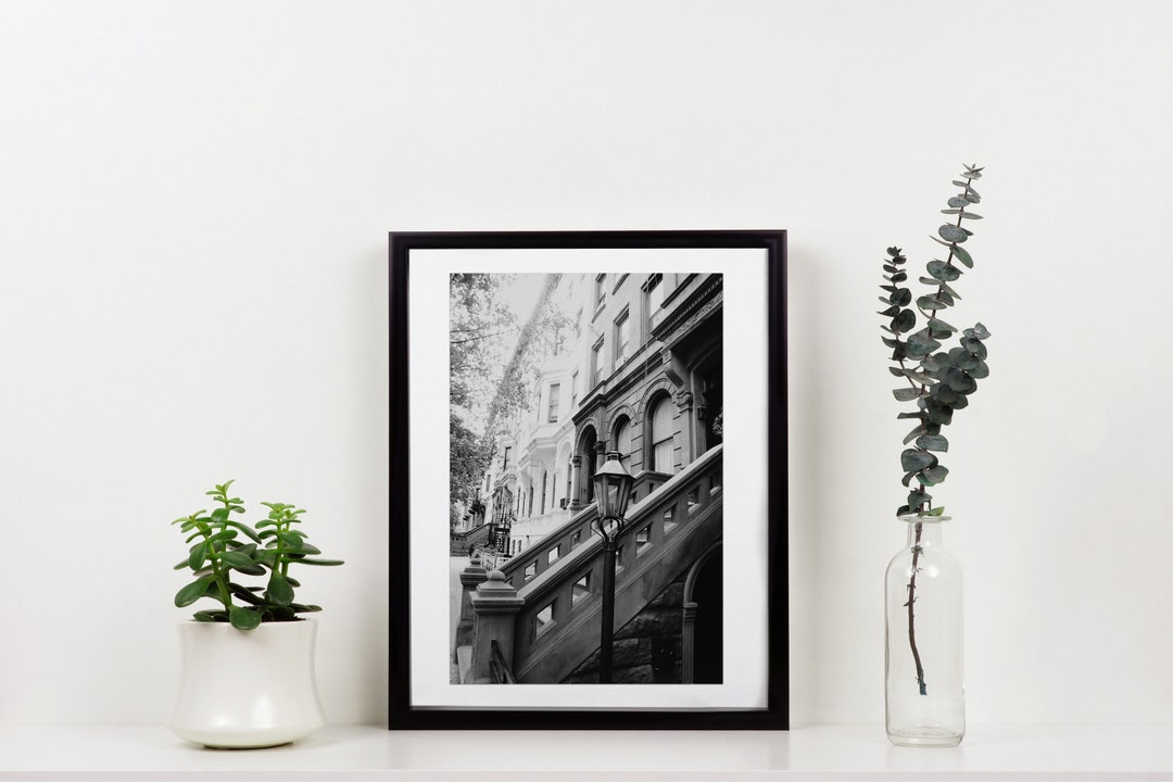 Elegant New York Brownstone Print, UWS Photograph, New York City Photography, Large BW Wall Art