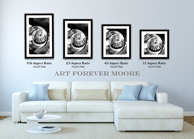 Beer Photography, Bar Artwork, Gifts for Him, B&W Photography, "Guinness" image 3