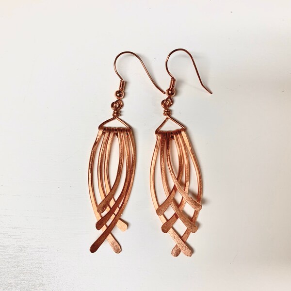 Copper Wire Earrings Etsy