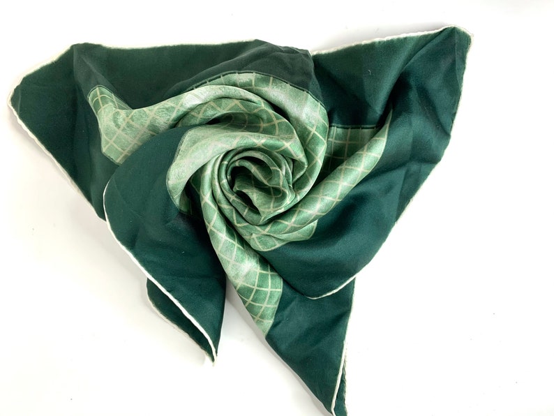 Green check silk handkerchief