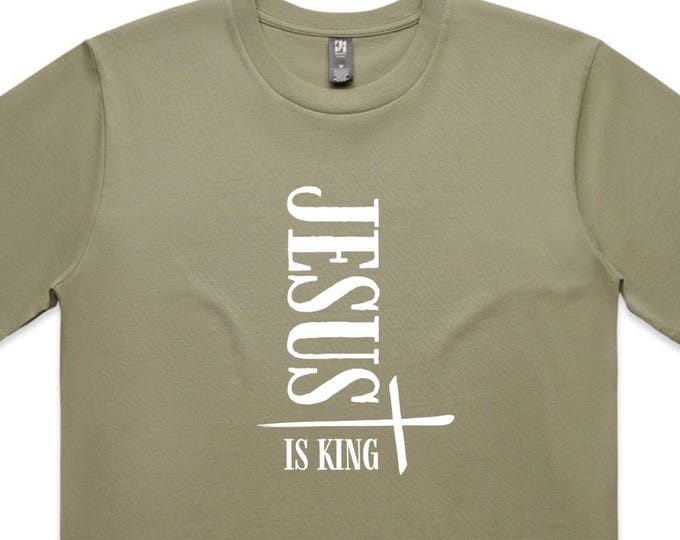 Jesus Is King - Unisex T-shirt, Eucalyptus, Christian Apparel, Faith-Based T-shirt, Christian T-shirt, Unisex Clothing
