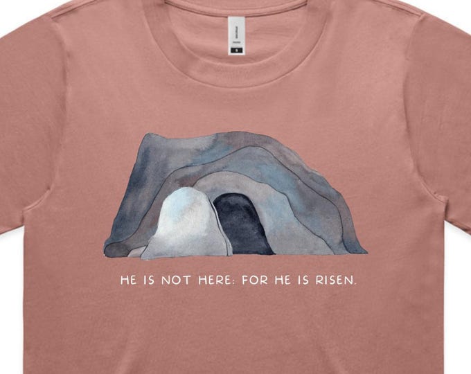 He is Risen - Women's T-shirt, Hazy Pink, Christian Apparel, Faith-Based T-shirt, Christian T-shirt, Women's Clothing, Christian Shop