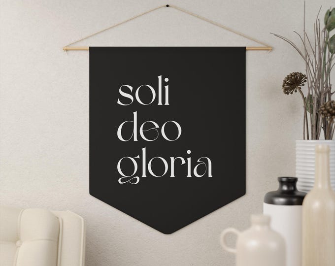 Soli Deo Gloria Pennant Banner, Inspirational Wall Decor, Christian Home Decoration, Minimalist Wall Art, Gift for Christian Home Decor