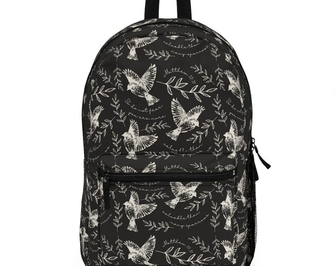 Sparrow Christian Design Backpack | Eco-Friendly School Bag, Everyday Rucksack, Travel Gear, Gift Idea, Trendy Laptop Carrier