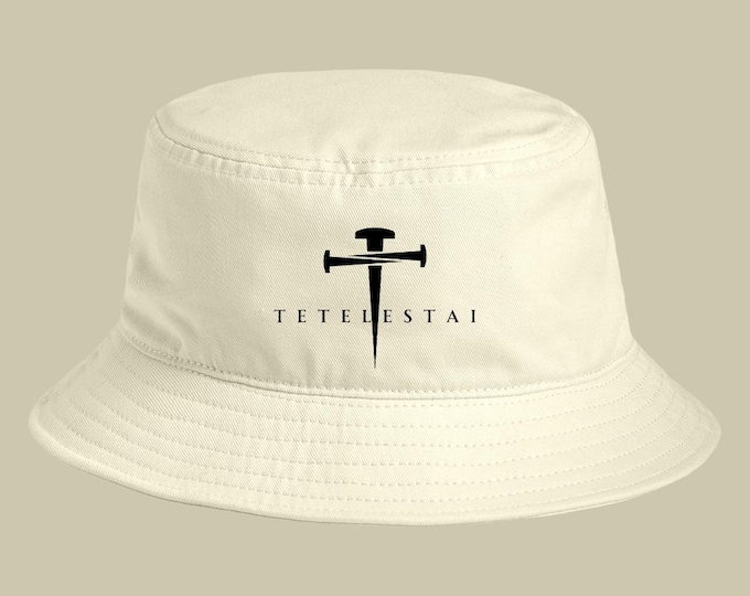Tetelestai - Trendy Bucket Hat for Casual Outings, Summer Accessory, Streetwear Style, Fashion Headwear, Perfect Gift for Friends